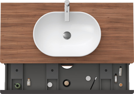 Szafka podumywalkowa do konsoli, DE496907979 Orzech szkło matowe Dekor, Uchwyt Czarny diament