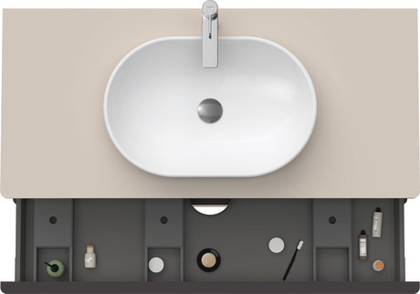 Szafka podumywalkowa do konsoli, DE496909191 Taupe szkło matowe Dekor, Uchwyt Czarny diament