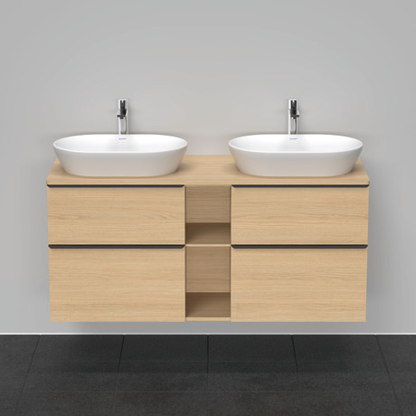 Szafka podumywalkowa do konsoli, DE4970B3030 Dąb naturalny szkło matowe Dekor, Uchwyt Czarny diament