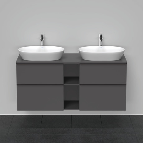 Szafka podumywalkowa do konsoli, DE4970B4949 Grafit szkło matowe Dekor, Uchwyt Czarny diament