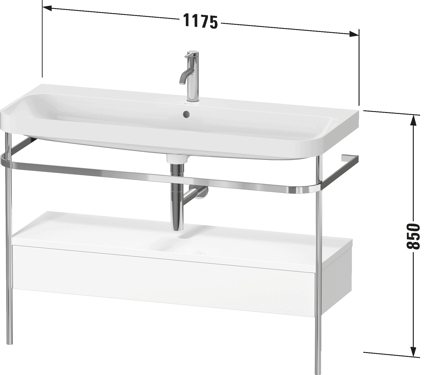 c-shaped Set with metal console and drawer, HP4844 E/N/O