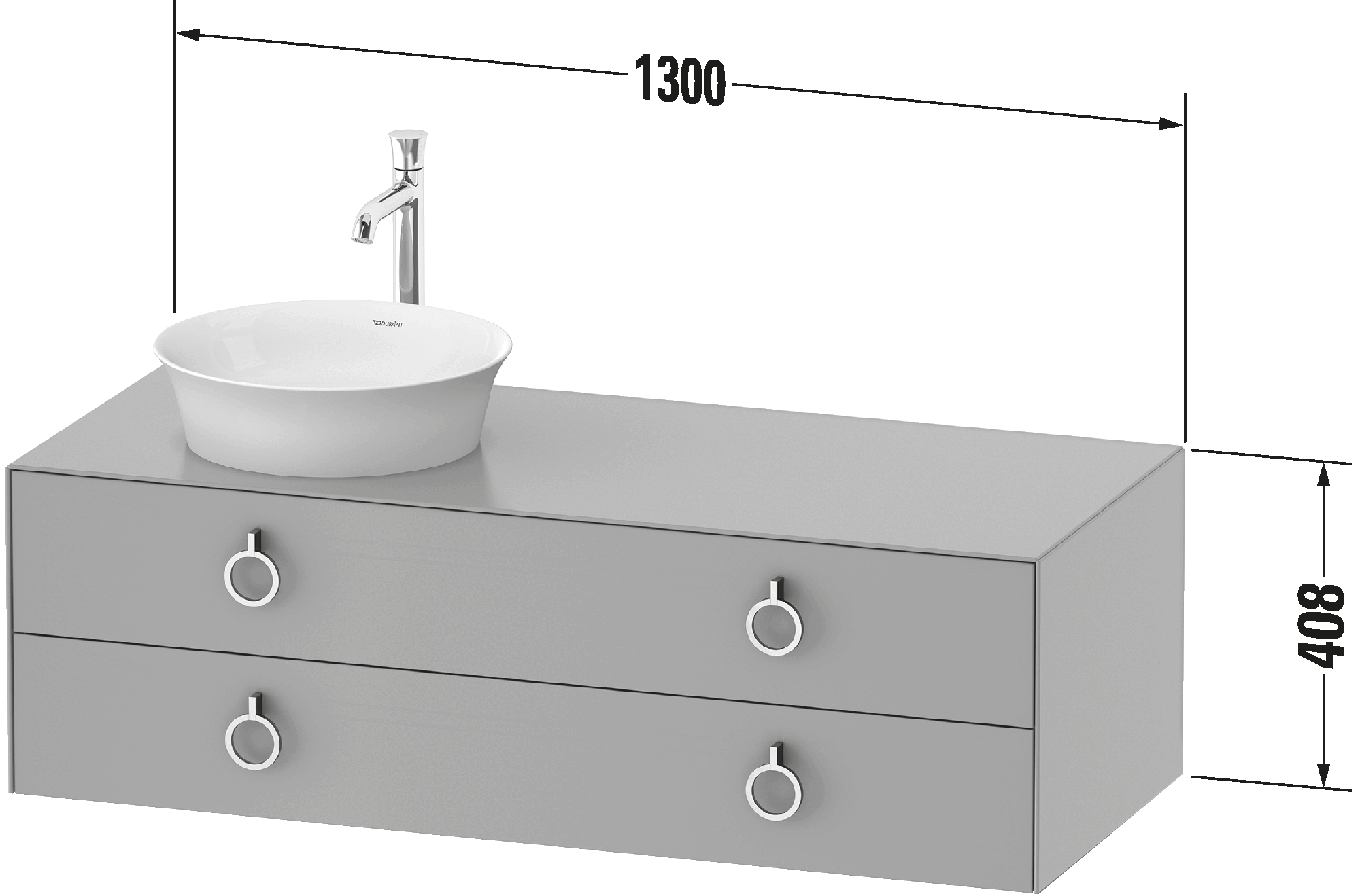 Console vanity unit wall-mounted, WT4992 L/M/R