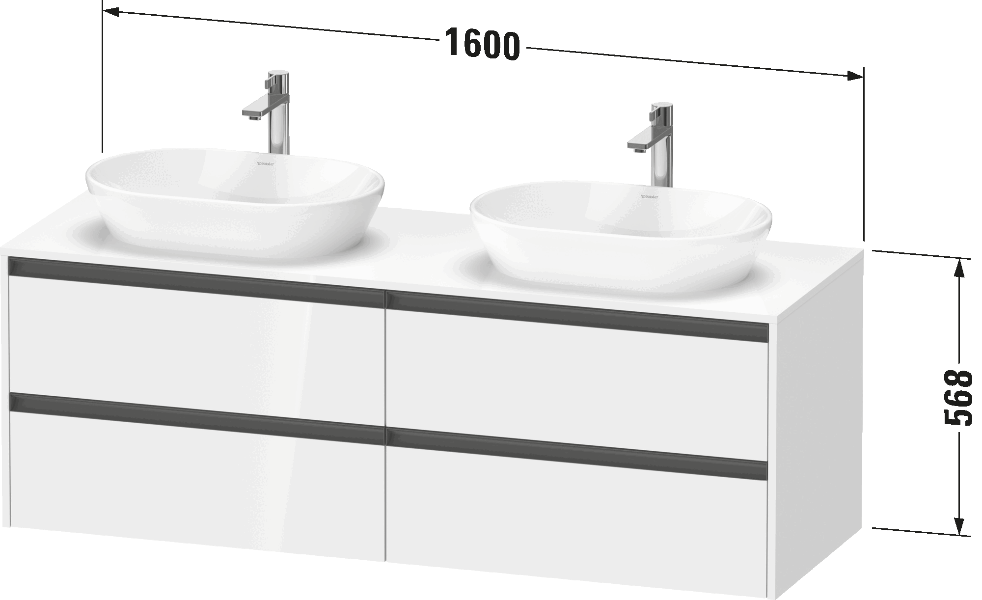 Console vanity unit wall-mounted, K24899 B/L/R