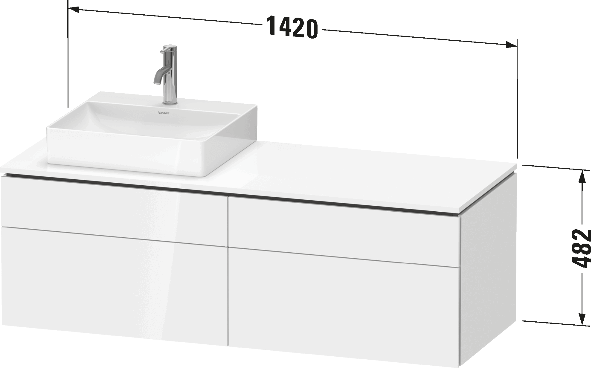 Console vanity unit wall-mounted, LC4870 L/R