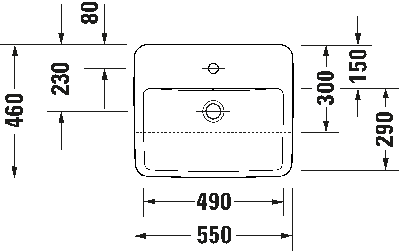 Semi-recessed washbasin, 037655