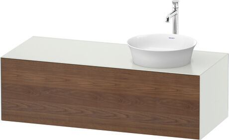 Console vanity unit wall-mounted, WT4977R7736 Front: American walnut Matt, Solid wood, Corpus: White Satin Matt, Lacquer, Console: White Satin Matt, Lacquer