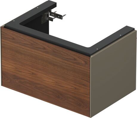 Vanity unit wall-mounted, WT424107792 Front: American walnut Matt, Solid wood, Corpus: Stone grey Satin Matt, Lacquer