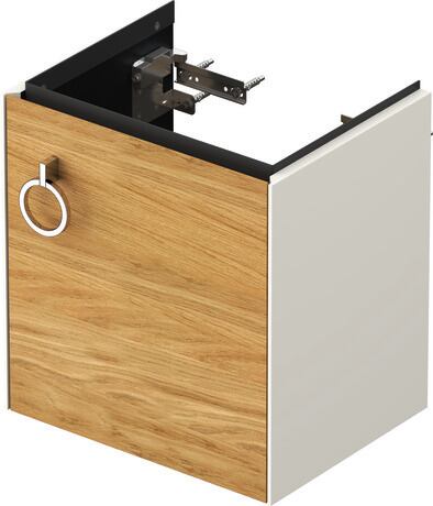 Vanity unit wall-mounted, WT4250RH5H4 Front: Natural Oak solid Matt, Solid wood, Corpus: Nordic white High Gloss, Lacquer