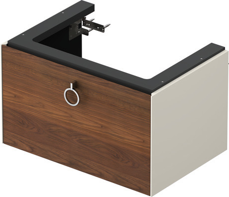 Vanity unit wall-mounted, WT425107739 Front: American walnut Matt, Solid wood, Corpus: Nordic white Satin Matt, Lacquer