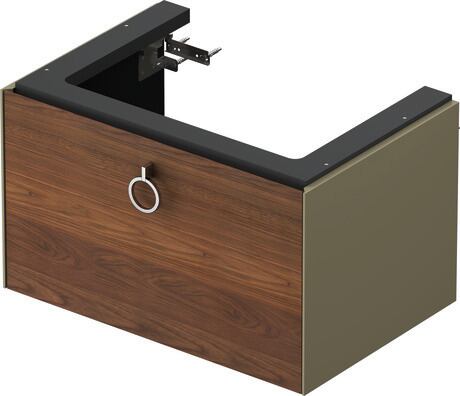 Vanity unit wall-mounted, WT4251077H2 Front: American walnut Matt, Solid wood, Corpus: Stone grey High Gloss, Lacquer