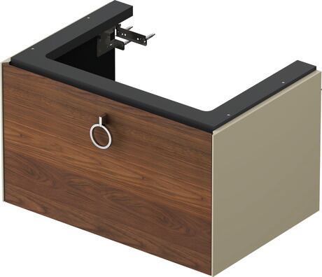 Vanity unit wall-mounted, WT4251077H3 Front: American walnut Matt, Solid wood, Corpus: taupe High Gloss, Lacquer