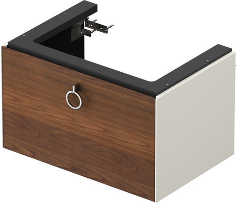 Vanity unit wall-mounted, WT4251077H4 Front: American walnut Matt, Solid wood, Corpus: Nordic white High Gloss, Lacquer