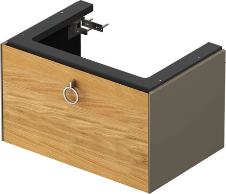 Vanity unit wall-mounted, WT42510H592 Front: Natural oak Matt, Solid wood, Corpus: Stone grey Satin Matt, Lacquer