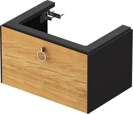 Vanity unit wall-mounted, WT42510H5H1 Front: Natural oak Matt, Solid wood, Corpus: Graphite High Gloss, Lacquer