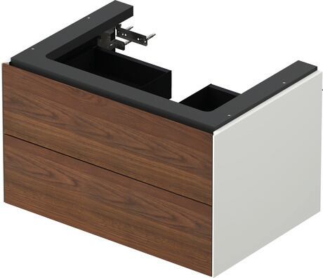 Vanity unit wall-mounted, WT434107736 Front: American walnut Matt, Solid wood, Corpus: White Satin Matt, Lacquer