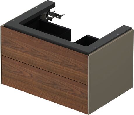 Vanity unit wall-mounted, WT434107792 Front: American walnut Matt, Solid wood, Corpus: Stone grey Satin Matt, Lacquer