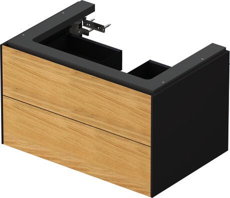 Vanity unit wall-mounted, WT43410H558 Front: Natural Oak solid Matt, Solid wood, Corpus: Graphite Satin Matt, Lacquer