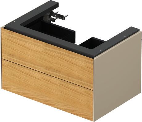 Vanity unit wall-mounted, WT43410H560 Front: Natural Oak solid Matt, Solid wood, Corpus: taupe Satin Matt, Lacquer