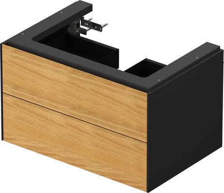 Vanity unit wall-mounted, WT43410H5H1 Front: Natural Oak solid Matt, Solid wood, Corpus: Graphite High Gloss, Lacquer