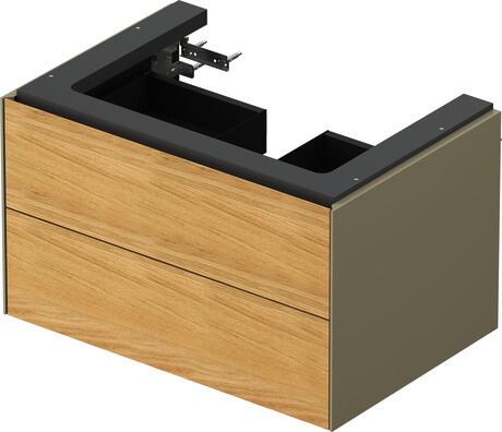 Vanity unit wall-mounted, WT43410H5H2 Front: Natural Oak solid Matt, Solid wood, Corpus: Stone grey High Gloss, Lacquer