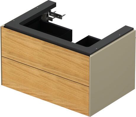 Vanity unit wall-mounted, WT43410H5H3 Front: Natural Oak solid Matt, Solid wood, Corpus: taupe High Gloss, Lacquer