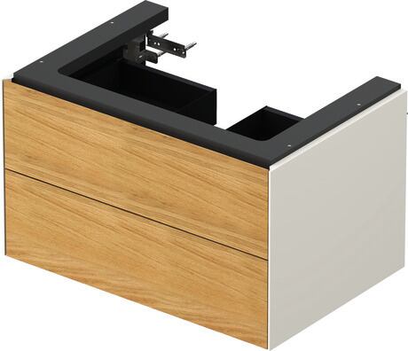 Vanity unit wall-mounted, WT43410H5H4 Front: Natural Oak solid Matt, Solid wood, Corpus: Nordic white High Gloss, Lacquer