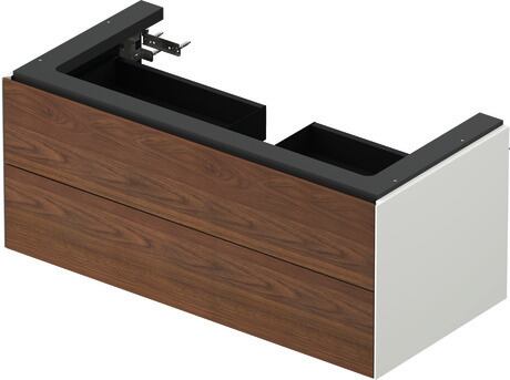 Vanity unit wall-mounted, WT434207736 Front: American walnut Matt, Solid wood, Corpus: White Satin Matt, Lacquer