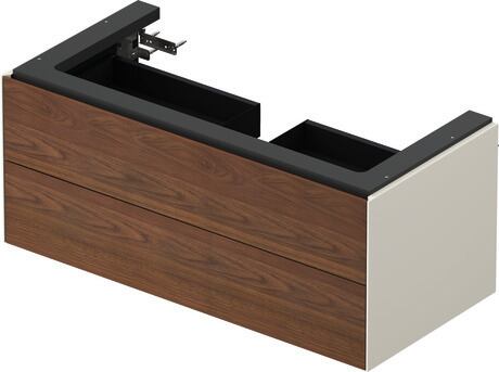 Vanity unit wall-mounted, WT434207739 Front: American walnut Matt, Solid wood, Corpus: Nordic white Satin Matt, Lacquer