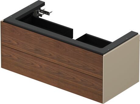 Vanity unit wall-mounted, WT434207760 Front: American walnut Matt, Solid wood, Corpus: taupe Satin Matt, Lacquer