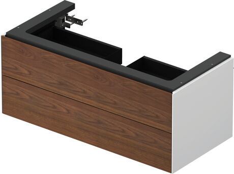 Vanity unit wall-mounted, WT434207785 Front: American walnut Matt, Solid wood, Corpus: White High Gloss, Lacquer