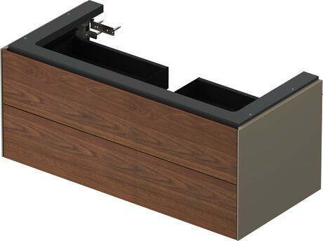 Vanity unit wall-mounted, WT434207792 Front: American walnut Matt, Solid wood, Corpus: Stone grey Satin Matt, Lacquer