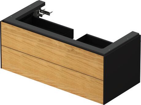 Vanity unit wall-mounted, WT43420H558 Front: Natural Oak solid Matt, Solid wood, Corpus: Graphite Satin Matt, Lacquer