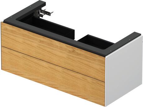 Vanity unit wall-mounted, WT43420H585 Front: Natural Oak solid Matt, Solid wood, Corpus: White High Gloss, Lacquer