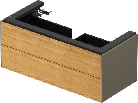 Vanity unit wall-mounted, WT43420H592 Front: Natural Oak solid Matt, Solid wood, Corpus: Stone grey Satin Matt, Lacquer