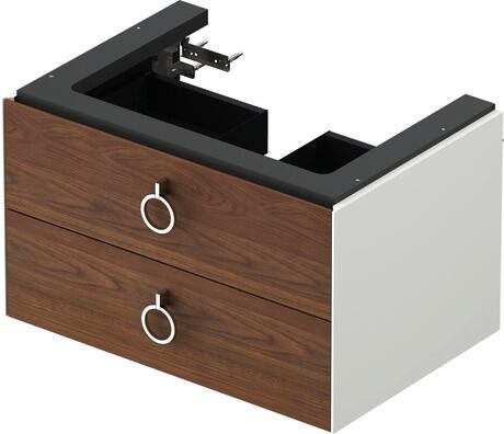 Vanity unit wall-mounted, WT435107736 Front: American walnut Matt, Solid wood, Corpus: White Satin Matt, Lacquer