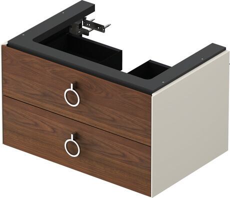 Vanity unit wall-mounted, WT435107739 Front: American walnut Matt, Solid wood, Corpus: Nordic white Satin Matt, Lacquer