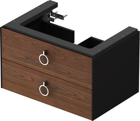 Vanity unit wall-mounted, WT435107758 Front: American walnut Matt, Solid wood, Corpus: Graphite Satin Matt, Lacquer