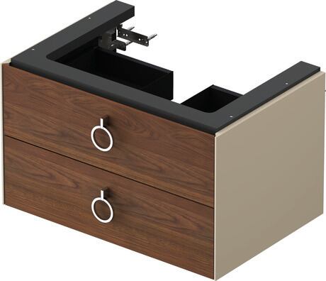 Vanity unit wall-mounted, WT435107760 Front: American walnut Matt, Solid wood, Corpus: taupe Satin Matt, Lacquer