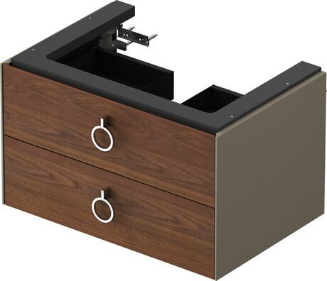 Vanity unit wall-mounted, WT435107792 Front: American walnut Matt, Solid wood, Corpus: Stone grey Satin Matt, Lacquer