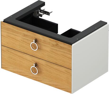 Vanity unit wall-mounted, WT43510H536 Front: Natural Oak solid Matt, Solid wood, Corpus: White Satin Matt, Lacquer