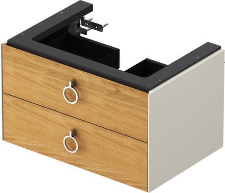 Vanity unit wall-mounted, WT43510H539 Front: Natural Oak solid Matt, Solid wood, Corpus: Nordic white Satin Matt, Lacquer