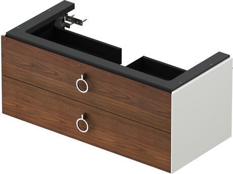 Vanity unit wall-mounted, WT435207736 Front: American walnut Matt, Solid wood, Corpus: White Satin Matt, Lacquer