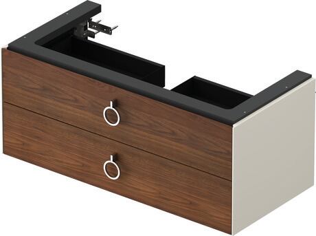 Vanity unit wall-mounted, WT435207739 Front: American walnut Matt, Solid wood, Corpus: Nordic white Satin Matt, Lacquer