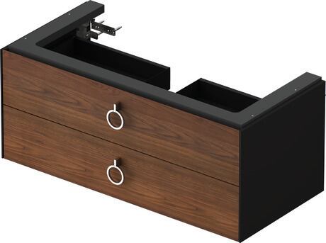 Vanity unit wall-mounted, WT435207758 Front: American walnut Matt, Solid wood, Corpus: Graphite Satin Matt, Lacquer