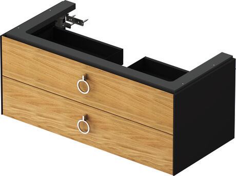 Vanity unit wall-mounted, WT43520H558 Front: Natural Oak solid Matt, Solid wood, Corpus: Graphite Satin Matt, Lacquer