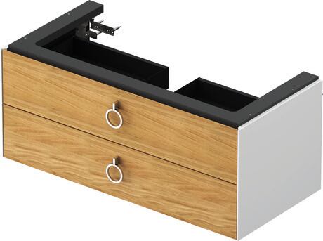 Vanity unit wall-mounted, WT43520H585 Front: Natural Oak solid Matt, Solid wood, Corpus: White High Gloss, Lacquer