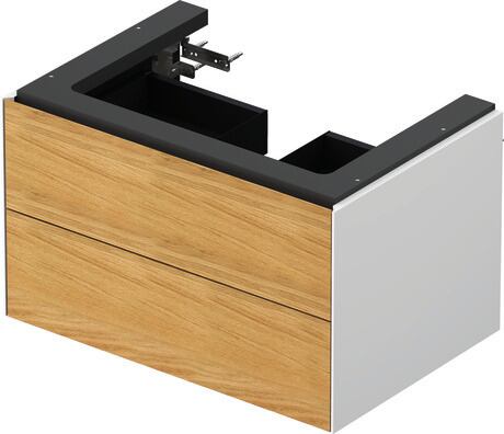 Vanity unit wall-mounted, WT43410H585 Front: Natural Oak solid Matt, Solid wood, Corpus: White High Gloss, Lacquer