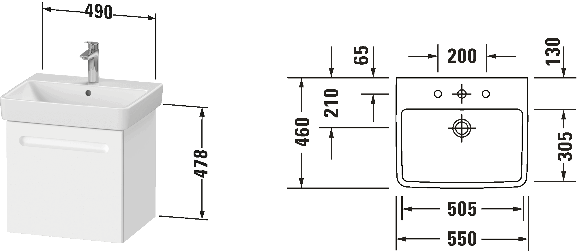 Furniture washbasin with vanity unit, N10176