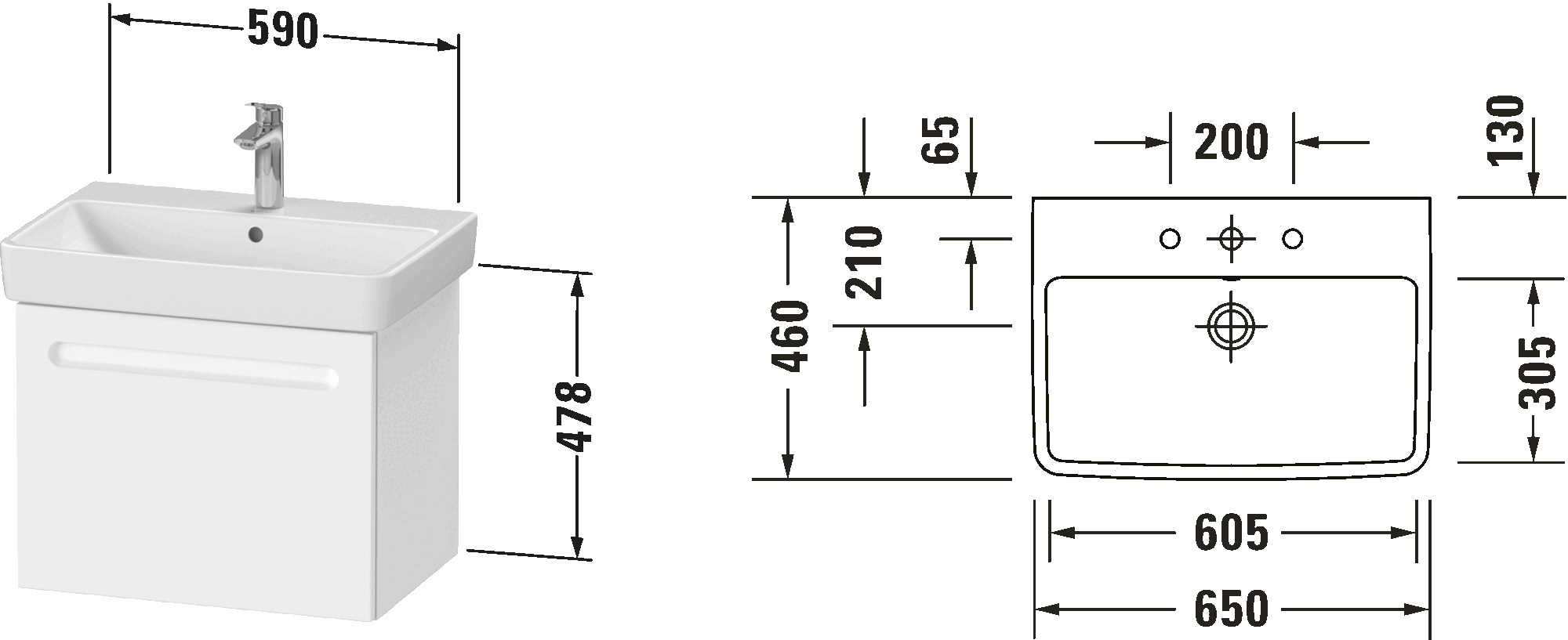 Furniture washbasin with vanity unit, N10174