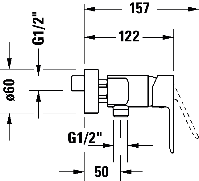 Single lever shower mixer for exposed installation, A14230001